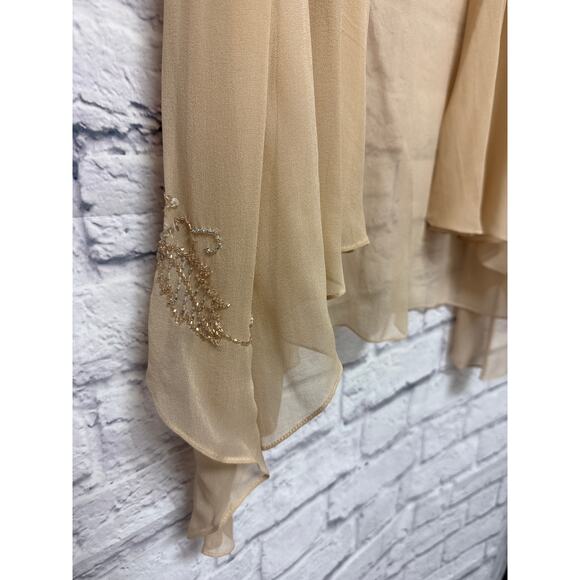 Montage Mon Cheri Mother of Bride Blush Dress Chiffon Jacket Beaded Detail - 16 - Picture 10 of 10